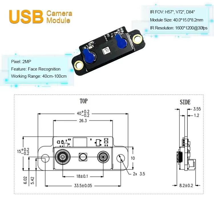 2MP 30FPS Dual Lens IR Face Recognition Camera Module